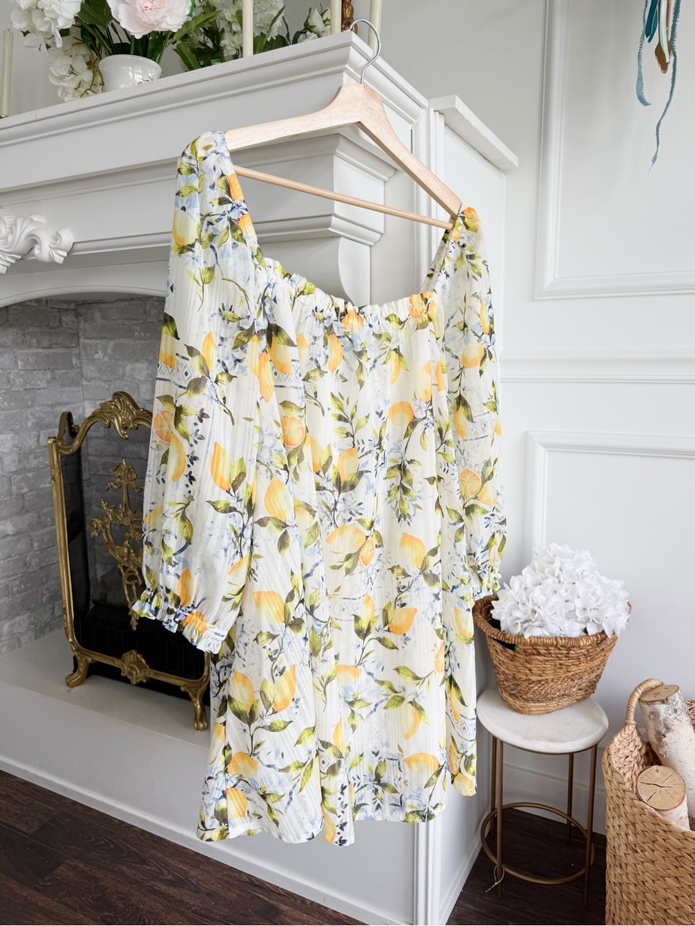 Hermoza lemon print chiffon stretch swim coverup summer dress, NWOT